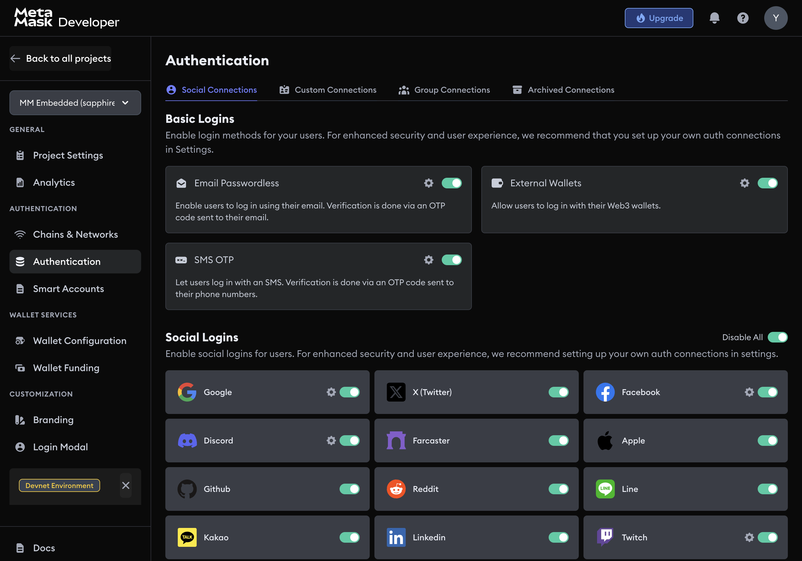 Toggle Twitch Connection on Dashboard